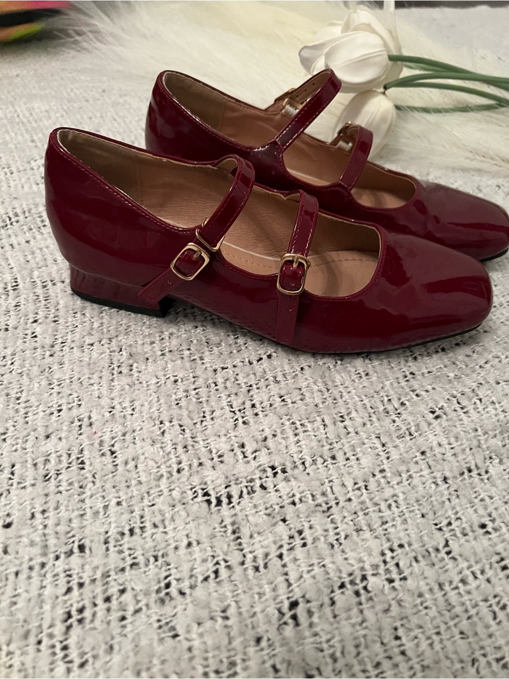 Girls Mary Jane Dress Shoes - Burgundy Patent